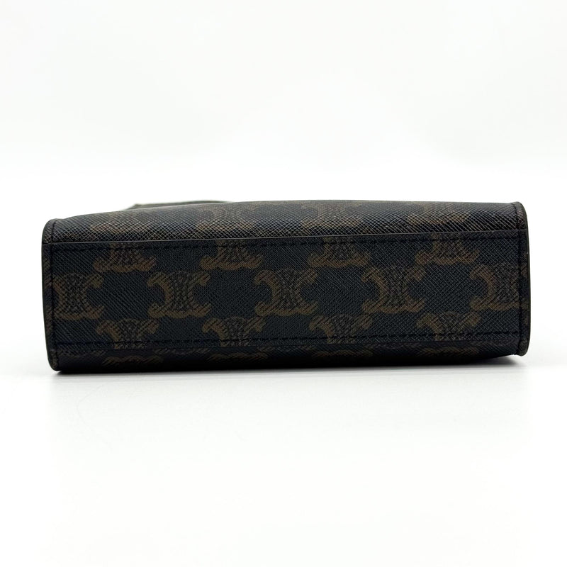 Celine Vertical Cabas Triomphe Coated Canvas Brown Bag