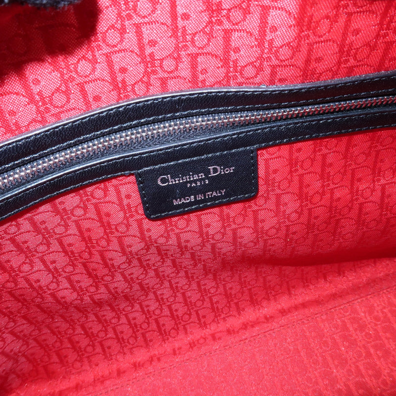 Christian Dior Lady Cannage Quilt Lambskin Black Leather Bag