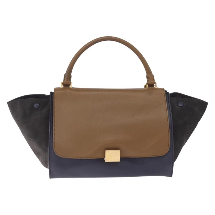 Celine Tricolor Trapeze Leather Navy Bag