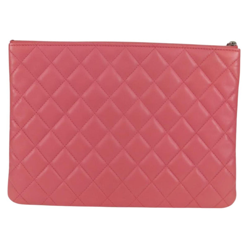 Chanel Cc Casino O Case Clutch Quilted Lambskin Pink Leather