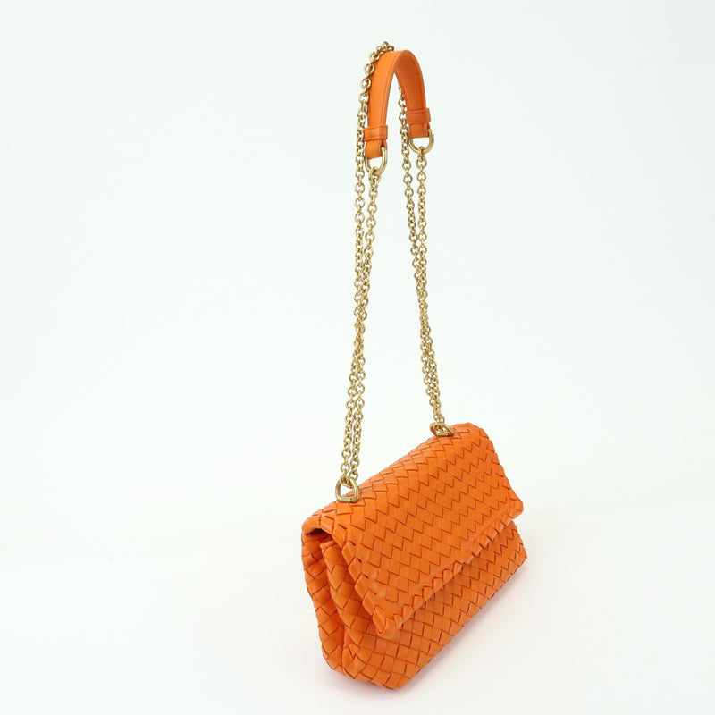 Bottega Veneta Olimpia Intrecciato Nappa Orange Leather Bag