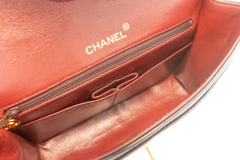 Chanel Vintage Square Classic Double Flap Quilted Leather Black Bag