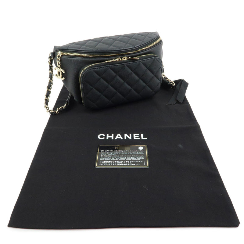 Chanel Business Affinity Waist Quilted Caviar Black Leather Bag