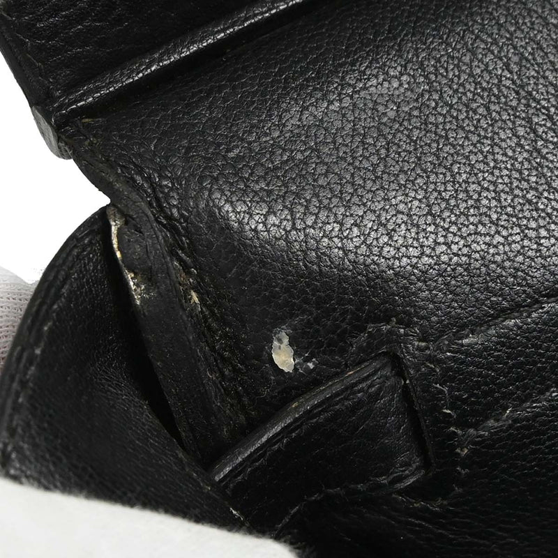 Hermes Birkin Black Clemence With Gold Hardware Leather Bag