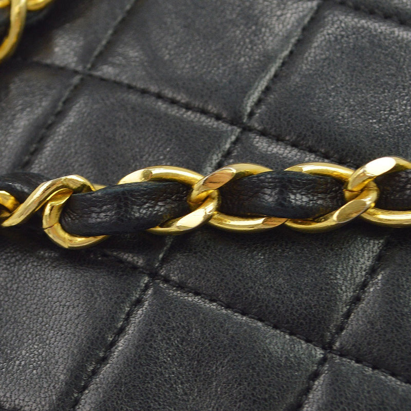 Chanel Vintage Full Flap Quilted Lambskin Black Leather Bag