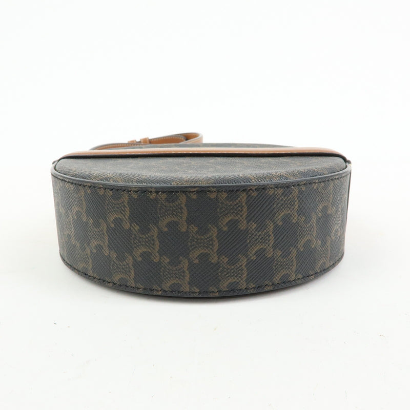 Celine Round Purse On Strap Triomphe Coated Canvas Brown Bag