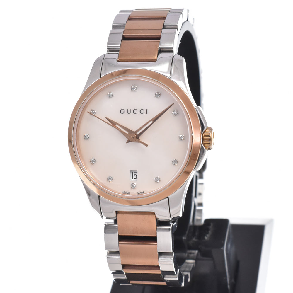 Gucci G-Timeless Quartz Stainless Steel With Diamond Markers And Mother Of Pearl Watches