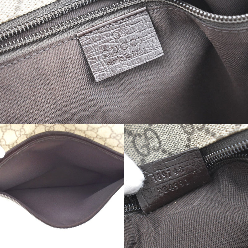 Gucci Web Strap Messenger Gg Coated Canvas Brown Leather
