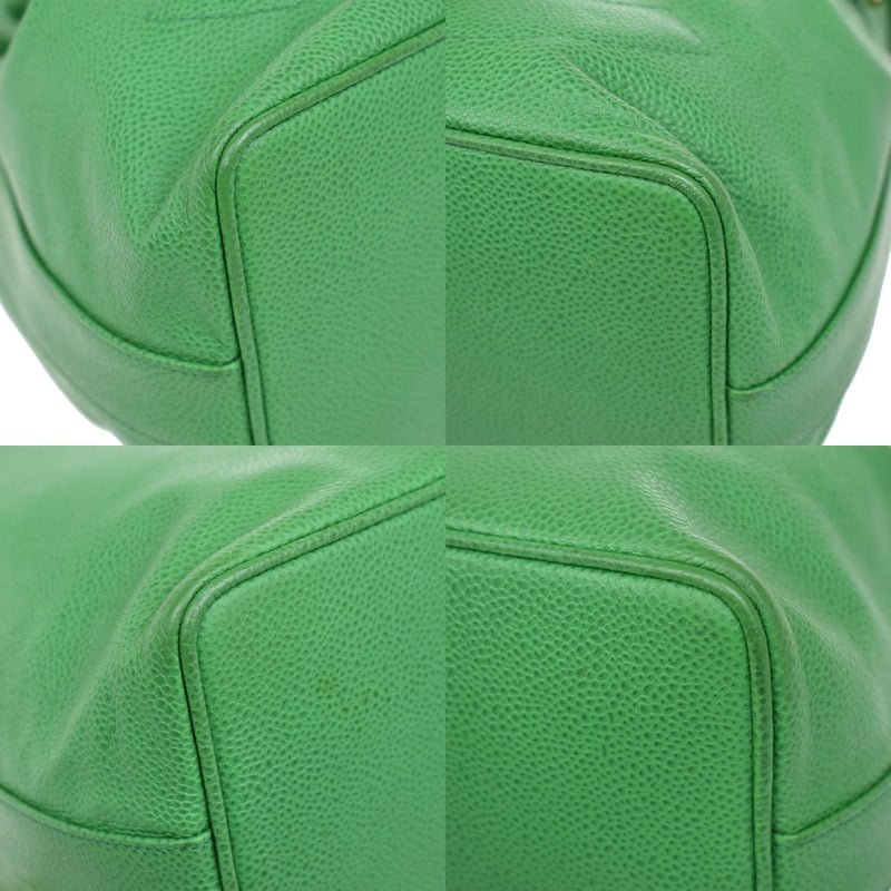 Chanel Vintage Cc Chain Drawstring Lambskin Green Calfskin Bag