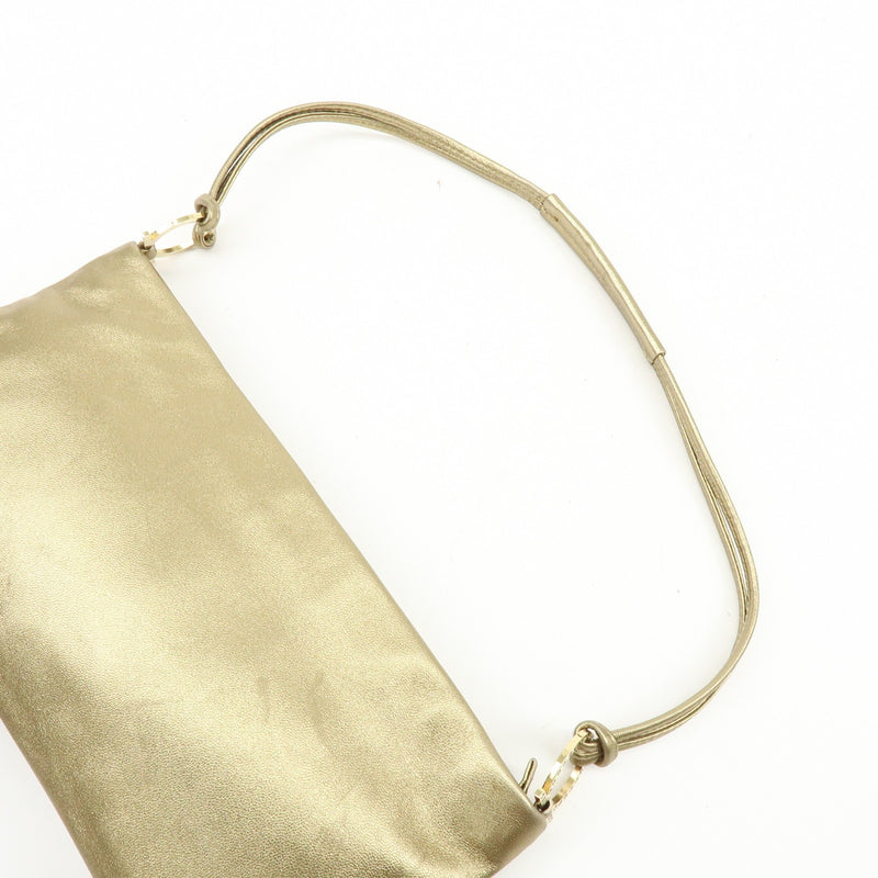 Salvatore Ferragamo Gancini Leather Gold Bag