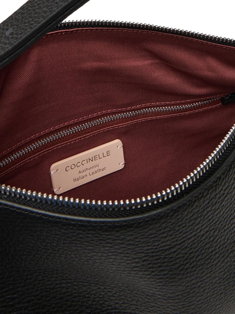 Coccinelle Elinor Shoulder Bag — Black Cowhide