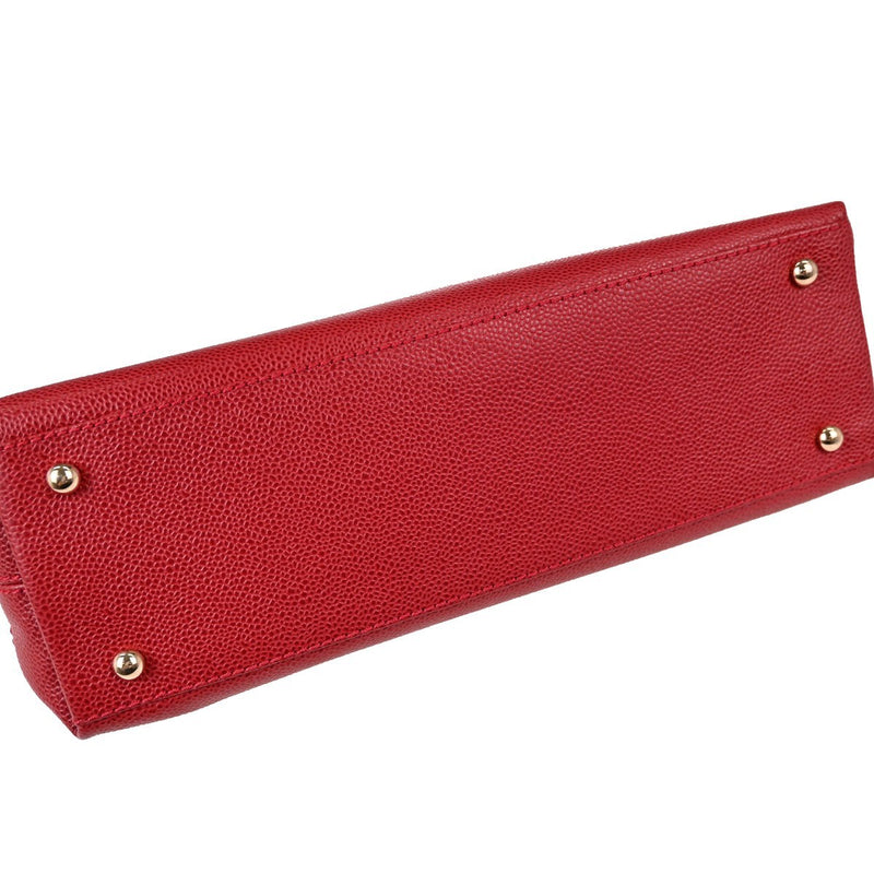 Chanel Vintage Logo Caviar Red Leather Bag