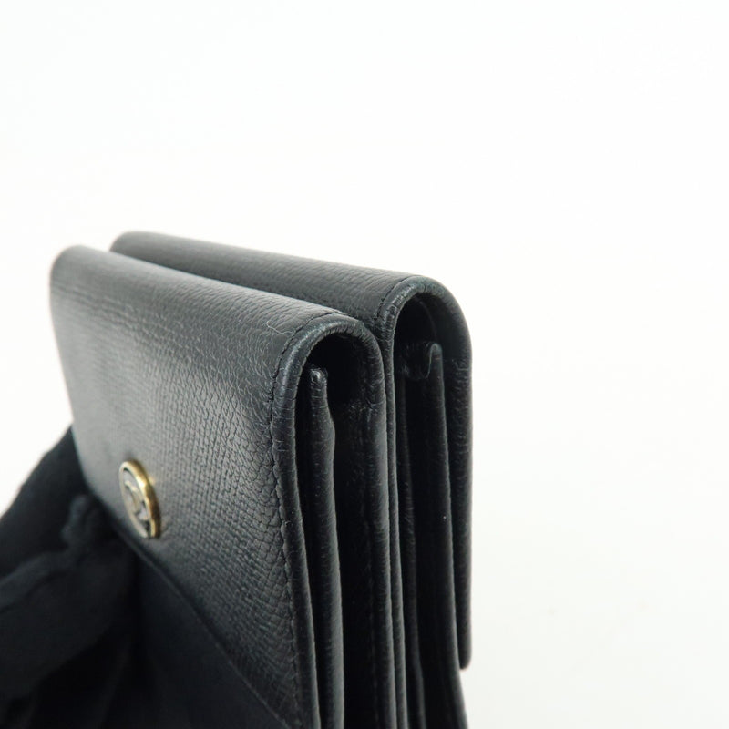 Chanel Cc Button Coin Purse Leather Black Calfskin Accessory