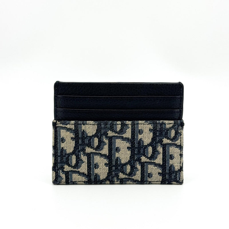 Christian Dior Card Holder Oblique Canvas And Leather Black Accessory