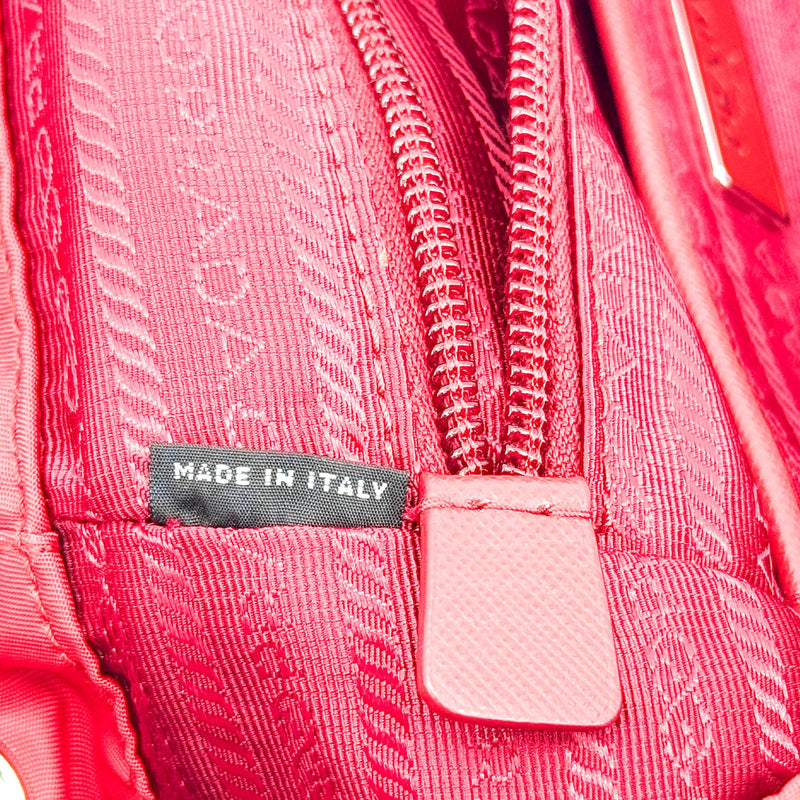 Prada Front Zip Drawstring Tessuto Red Nylon Bag
