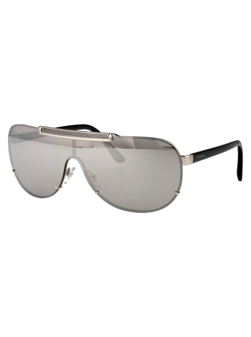 Versace 0ve2140 Visor-Style Silver Metal Sunglasses —
