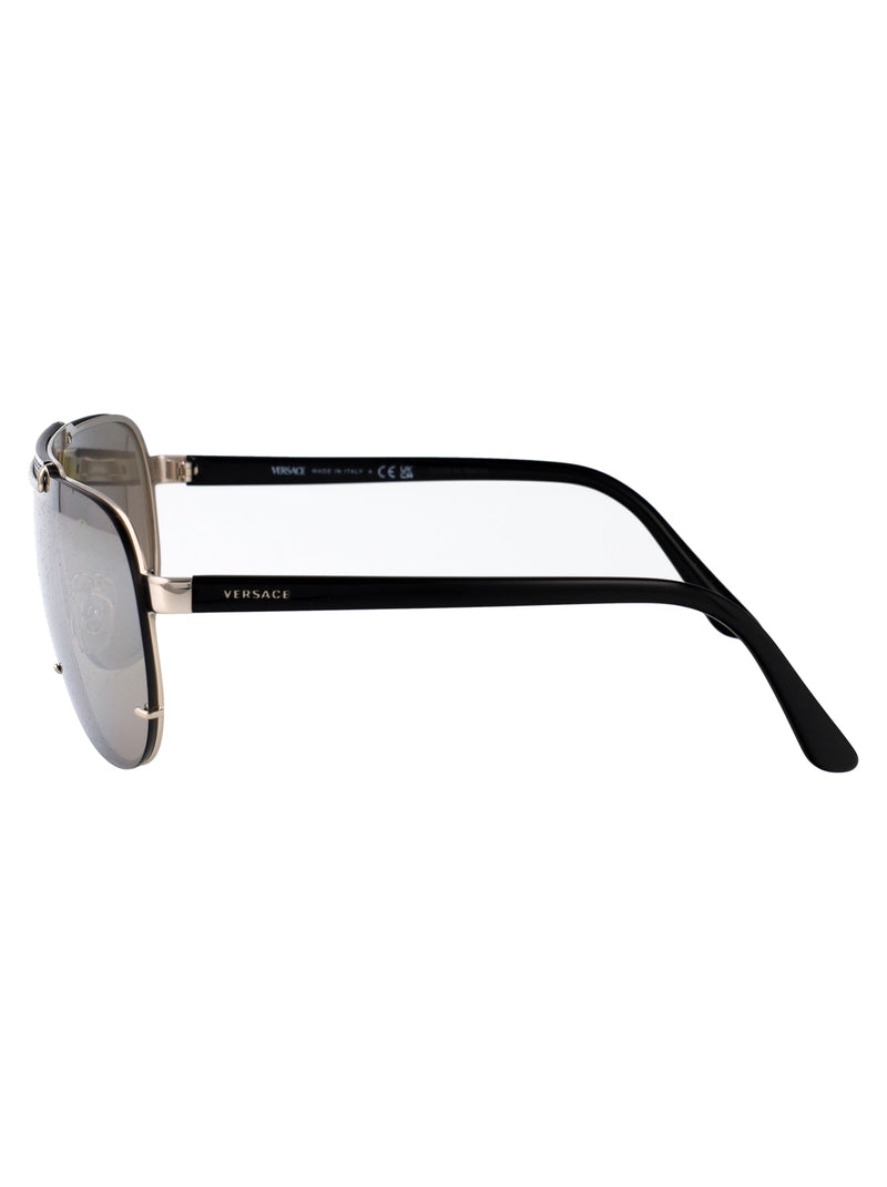 Versace 0ve2140 Visor-Style Silver Metal Sunglasses —