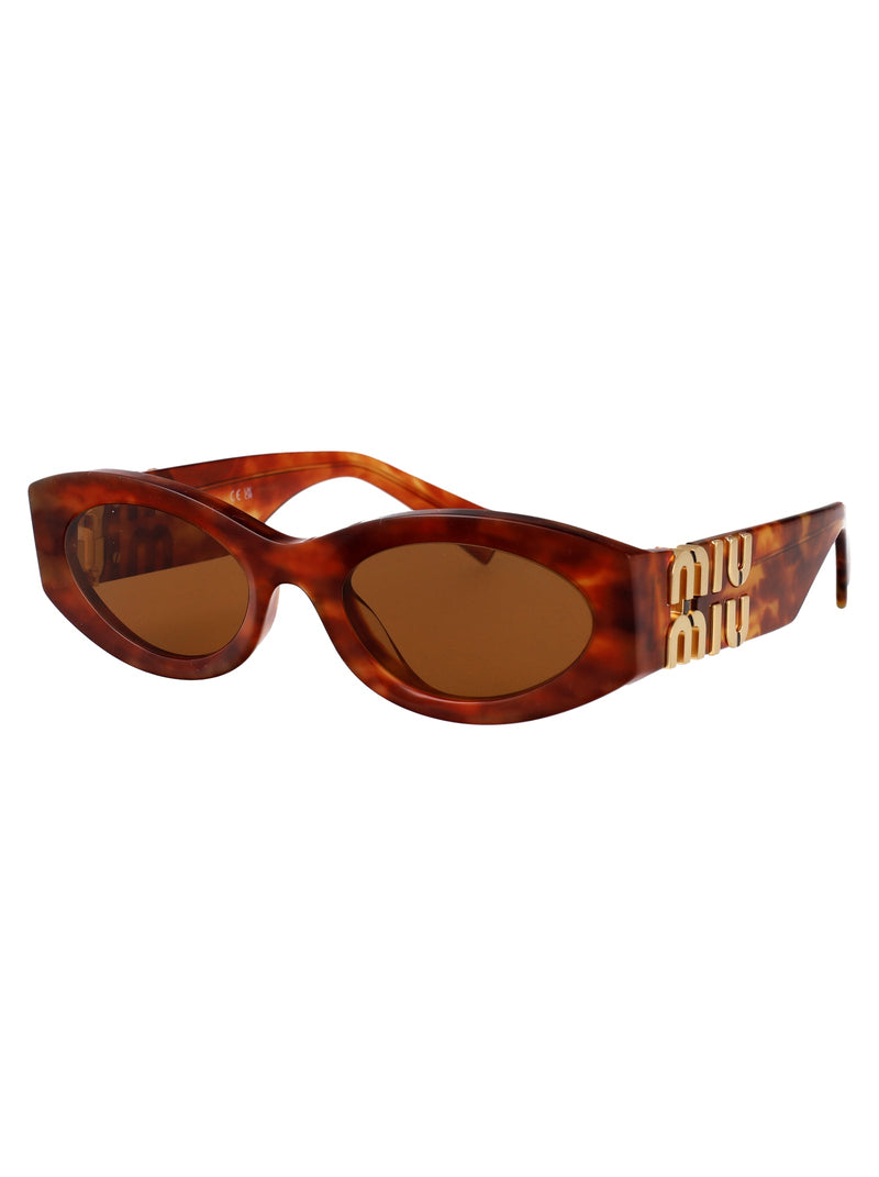 Miu Miu 0mu Havana Acetate Rectangular Sunglasses —