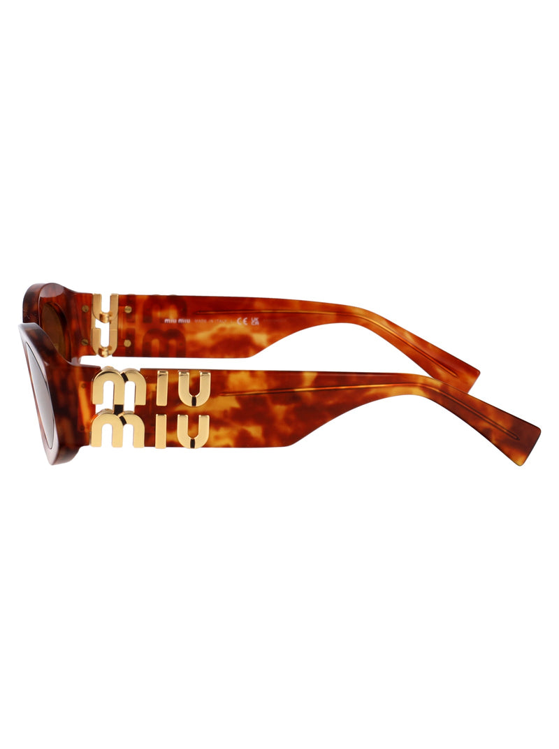 Miu Miu 0mu Havana Acetate Rectangular Sunglasses —