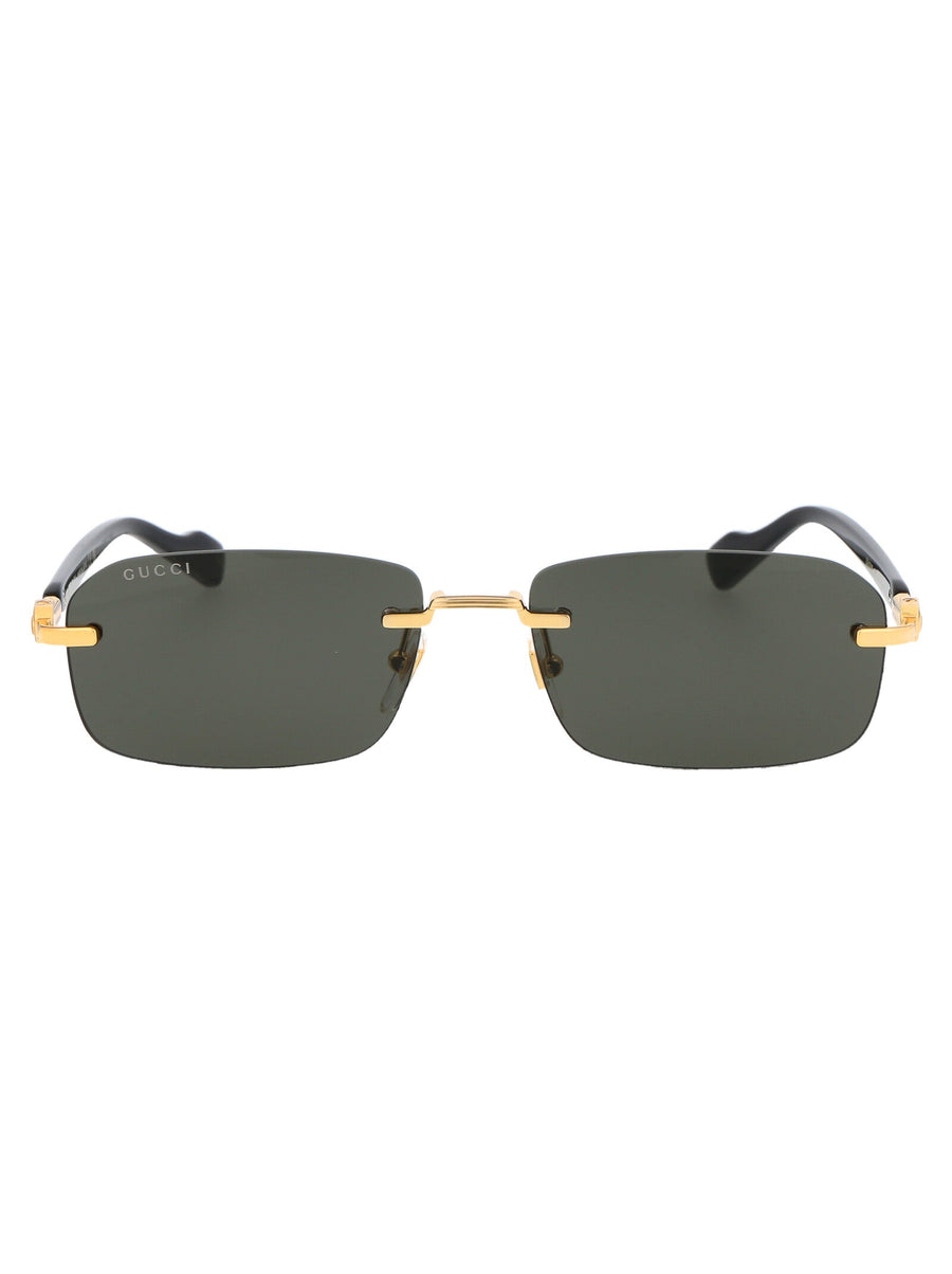 Gucci Gg1221s Rectangle Rimless Sunglasses — Gold Acetate