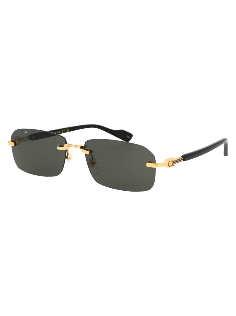 Gucci Gg1221s Rectangle Rimless Sunglasses — Gold Acetate