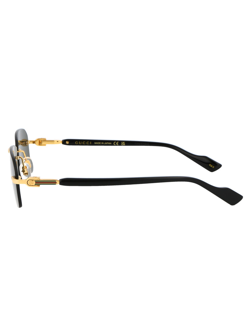 Gucci Gg1221s Rectangle Rimless Sunglasses — Gold Acetate