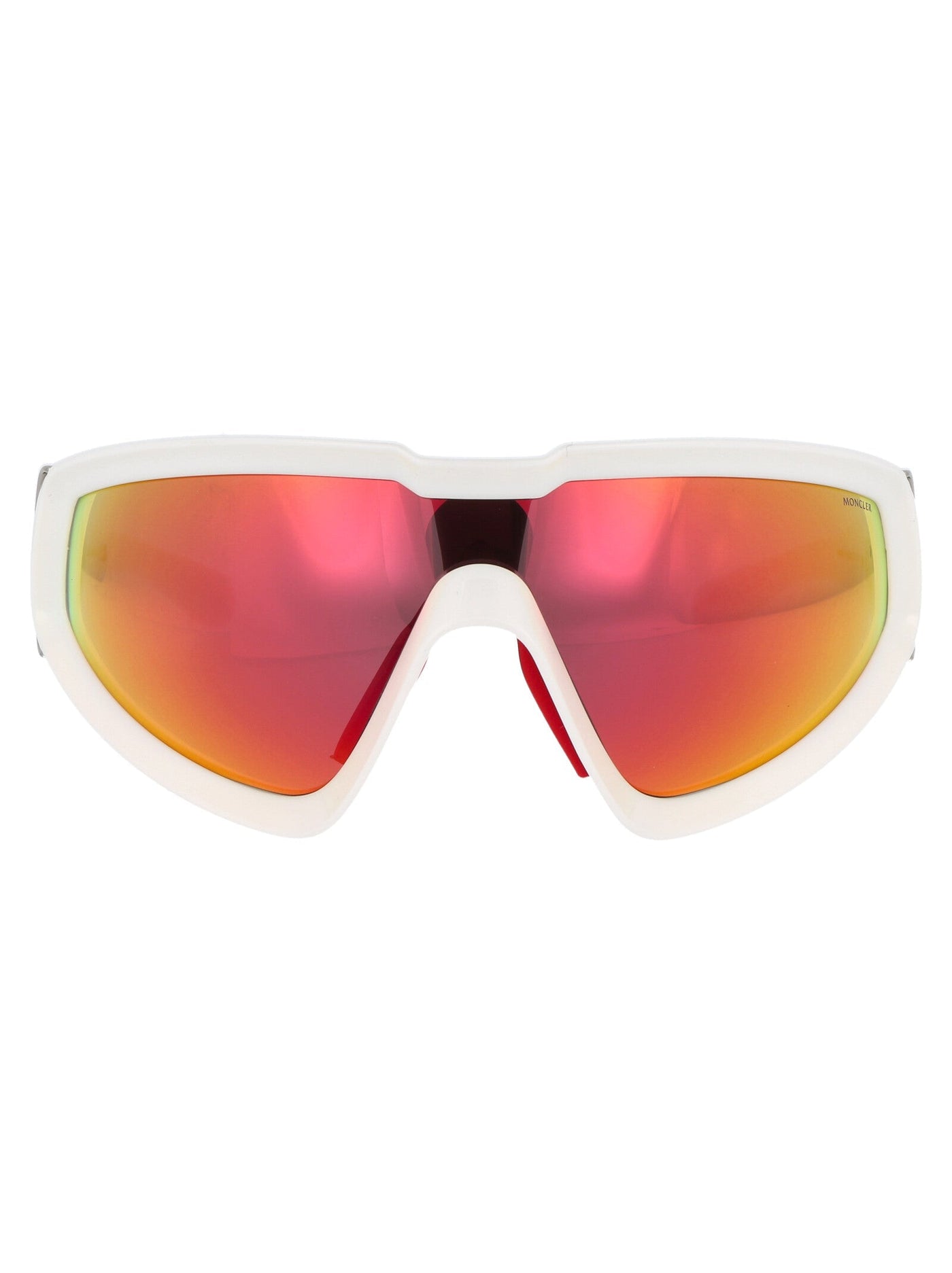 Moncler Ml0249 Mirrored Red-Orange Lens Sunglasses — White Acetate