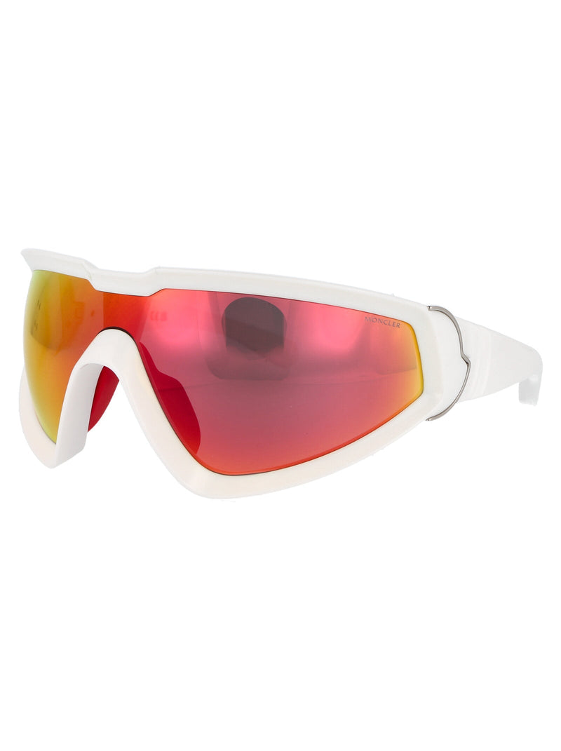 Moncler Ml0249 Mirrored Red-Orange Lens Sunglasses — White Acetate