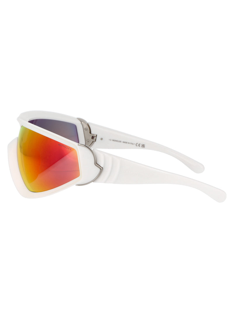 Moncler Ml0249 Mirrored Red-Orange Lens Sunglasses — White Acetate