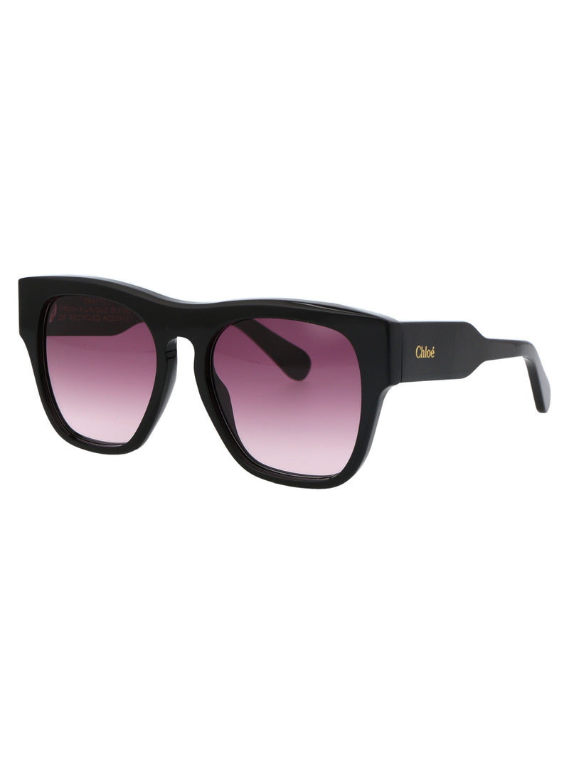Chloé Ch0149s Gradient Pink Lens Sunglasses — Black Acetate
