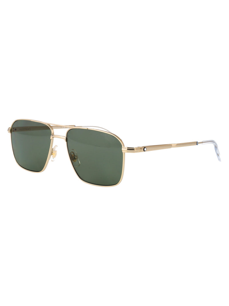 Montblanc Mb0278s Metal Aviator Sunglasses — Gold