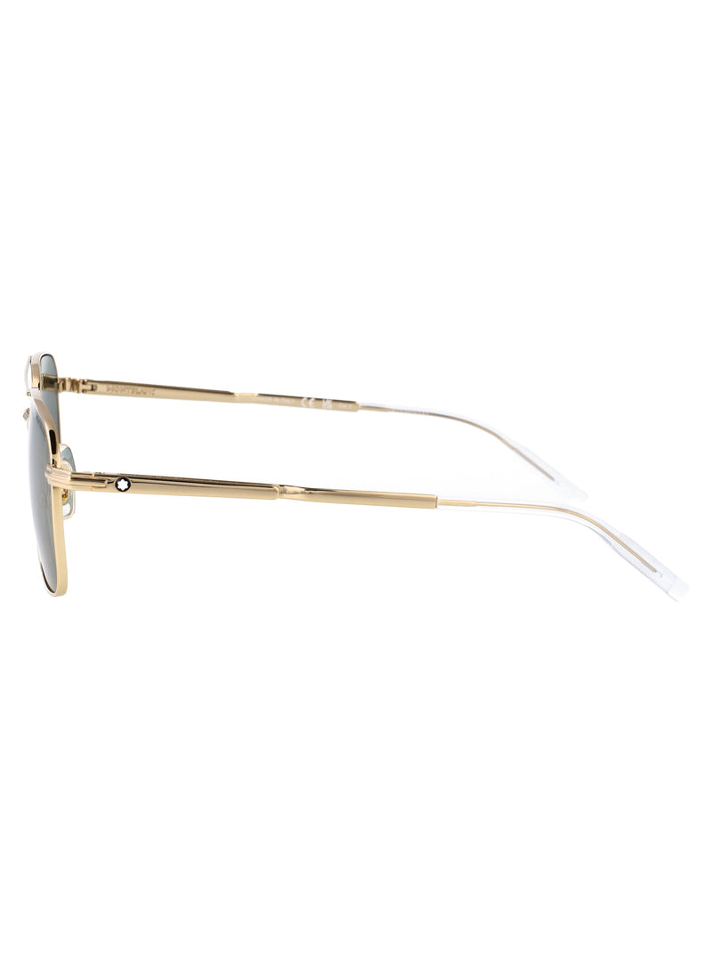 Montblanc Mb0278s Metal Aviator Sunglasses — Gold