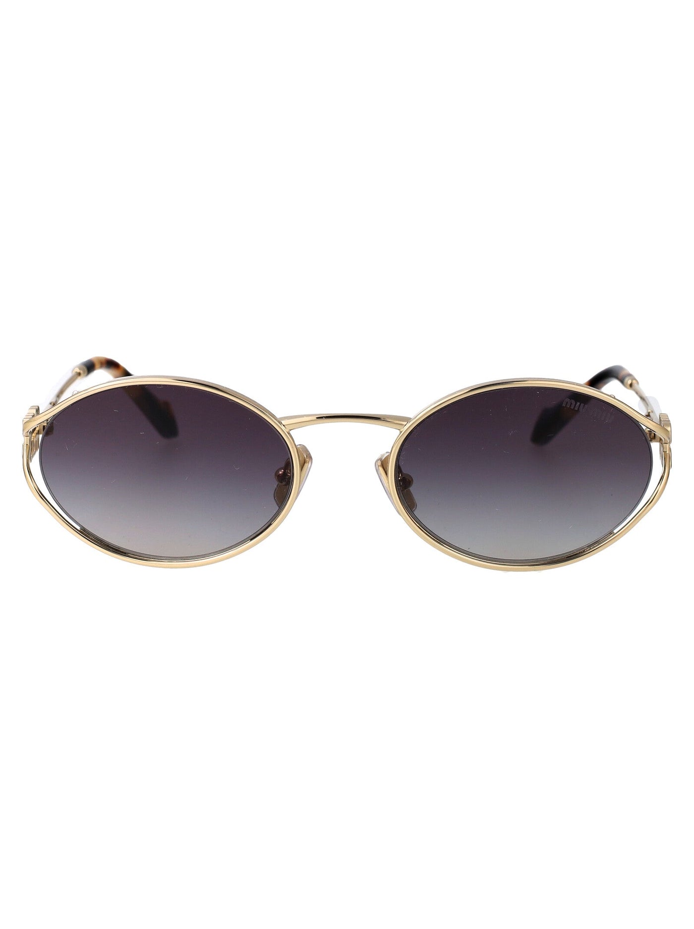 Miu Miu 0mu Oval Metal Sunglasses — Gold