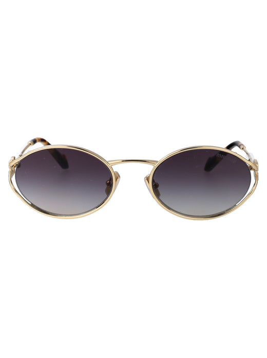 Miu Miu 0mu Oval Metal Sunglasses — Gold