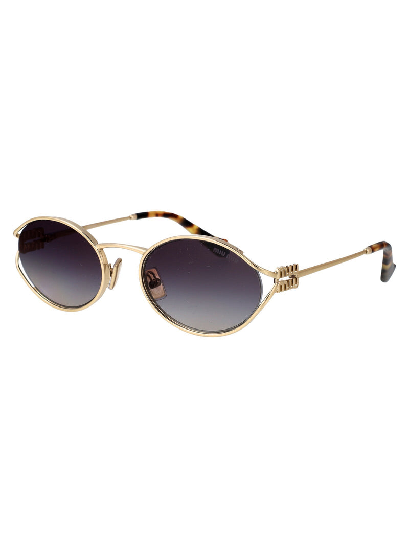 Miu Miu 0mu Oval Metal Sunglasses — Gold