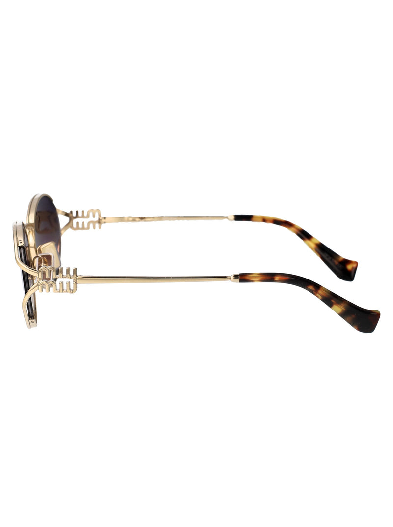 Miu Miu 0mu Oval Metal Sunglasses — Gold