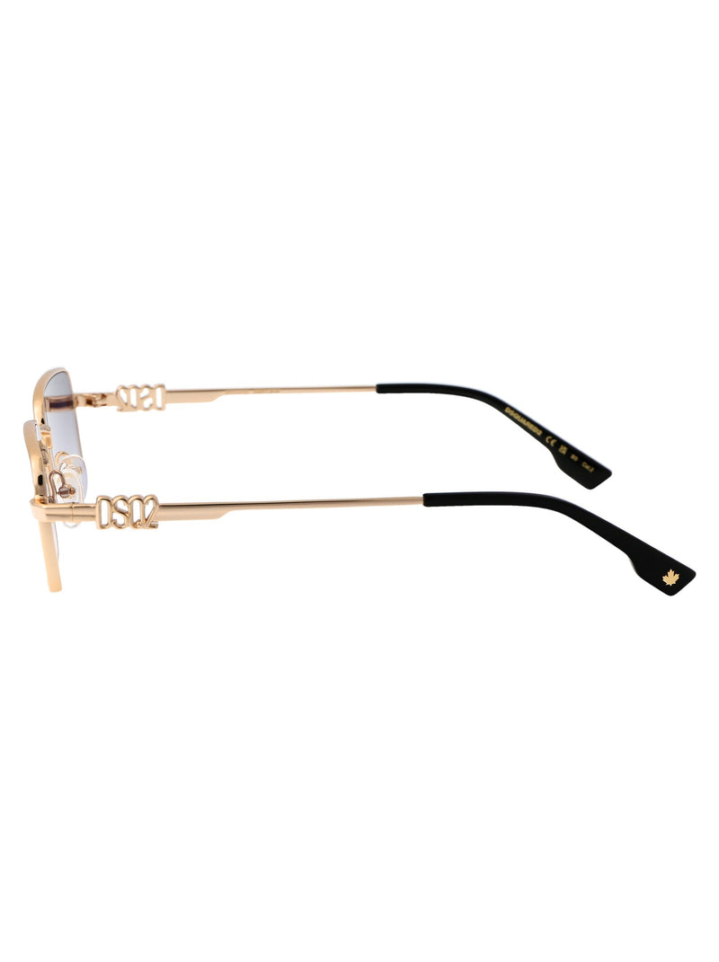 Dsquared2 Gold Metal Rectangle Sunglasses —