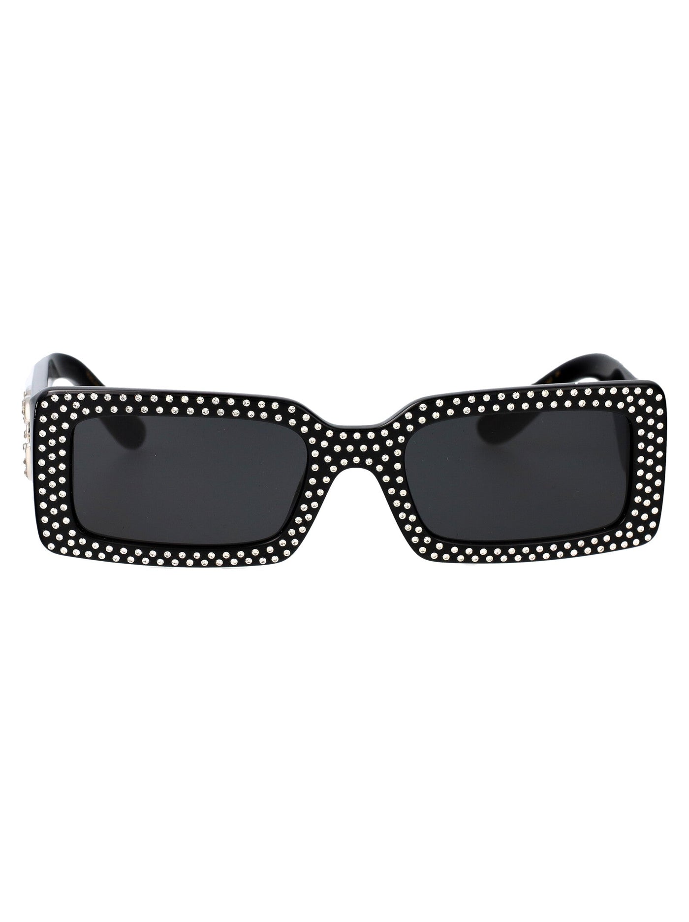 Dolce & Gabbana 0dg4447b Studded Rectangular Sunglasses — Black Acetate