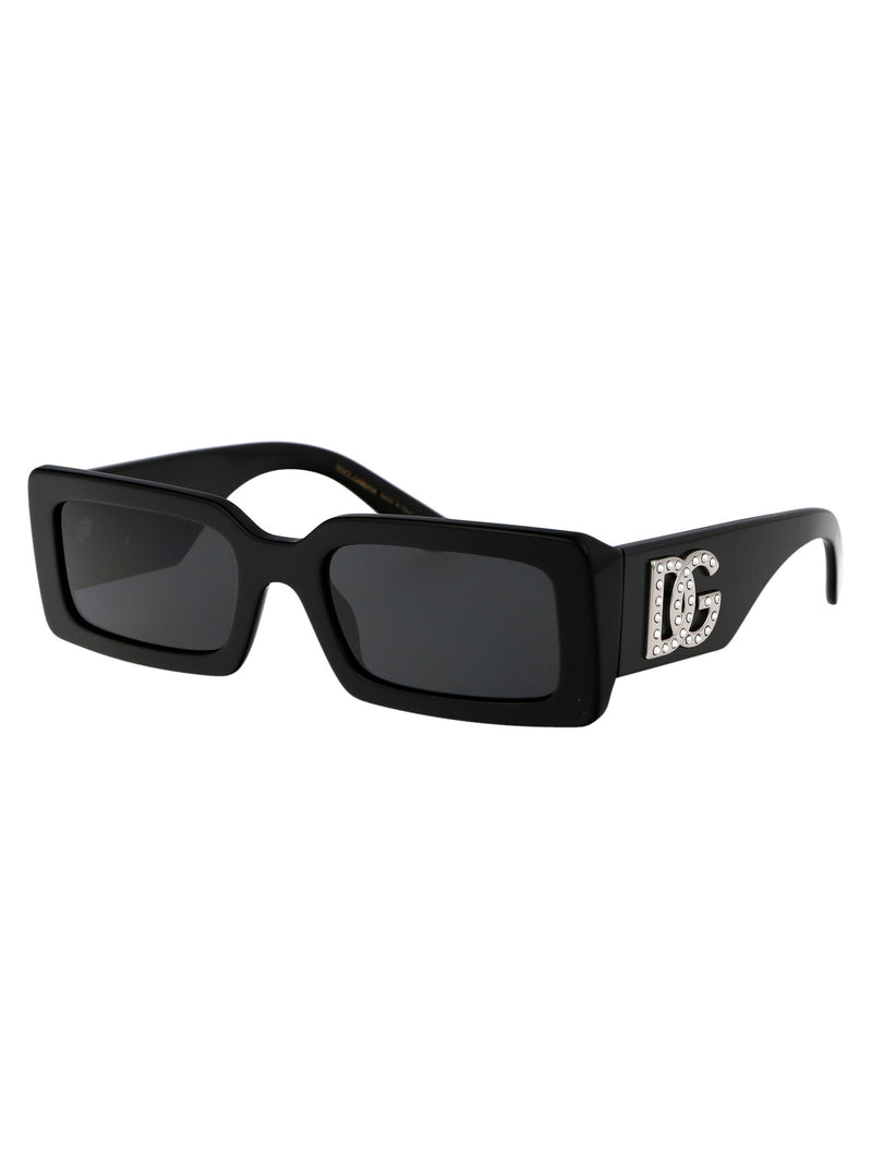 Dolce & Gabbana 0dg4447b Rectangle Acetate Sunglasses — Black