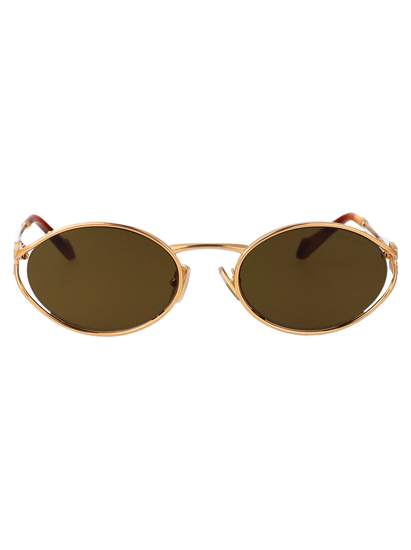 Miu Miu 0mu Oval Metal Sunglasses — Gold