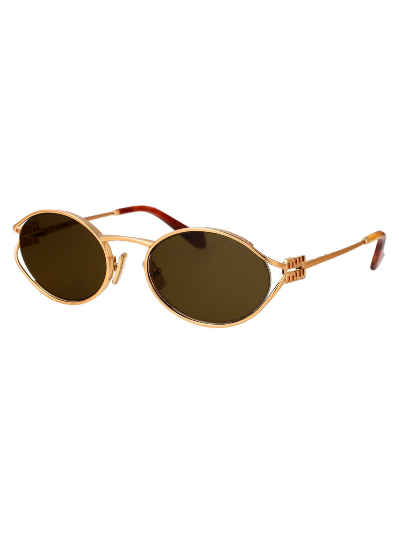 Miu Miu 0mu Oval Metal Sunglasses — Gold