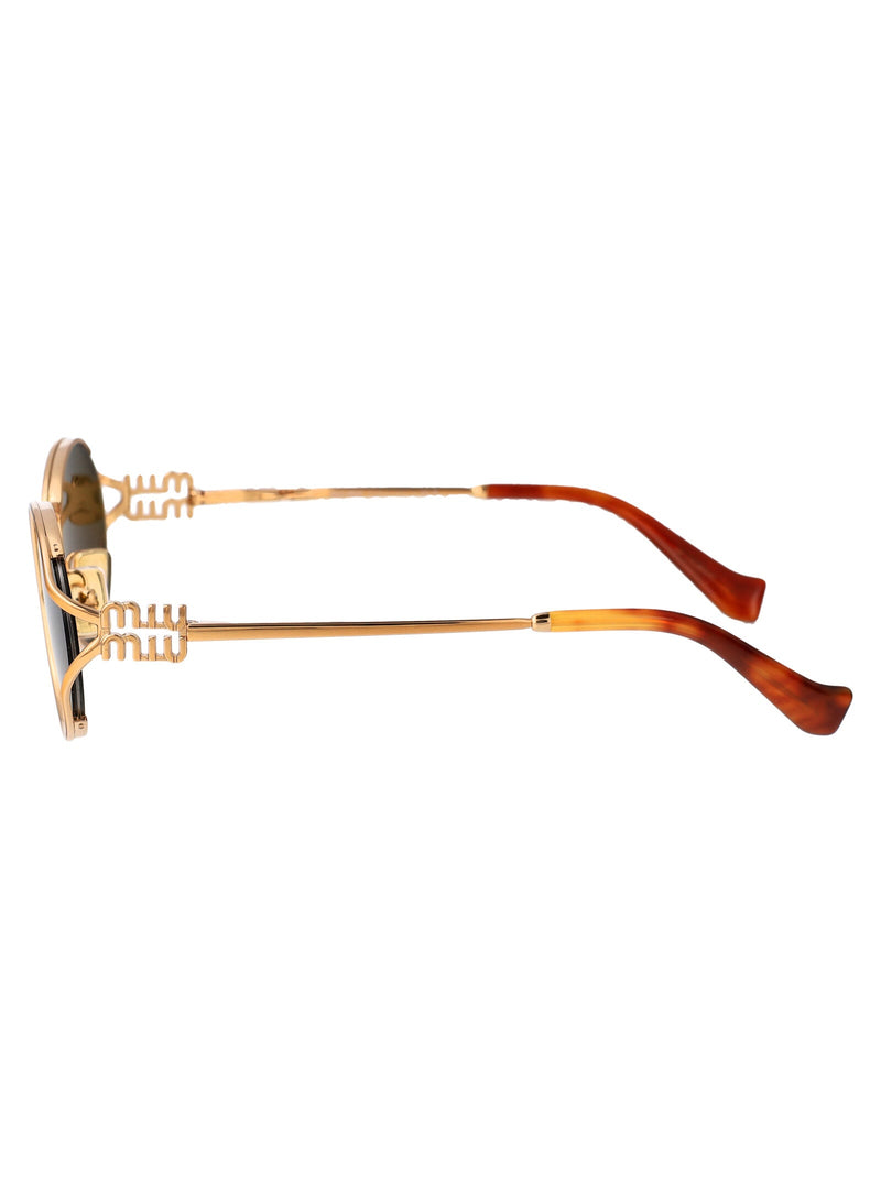 Miu Miu 0mu Oval Metal Sunglasses — Gold