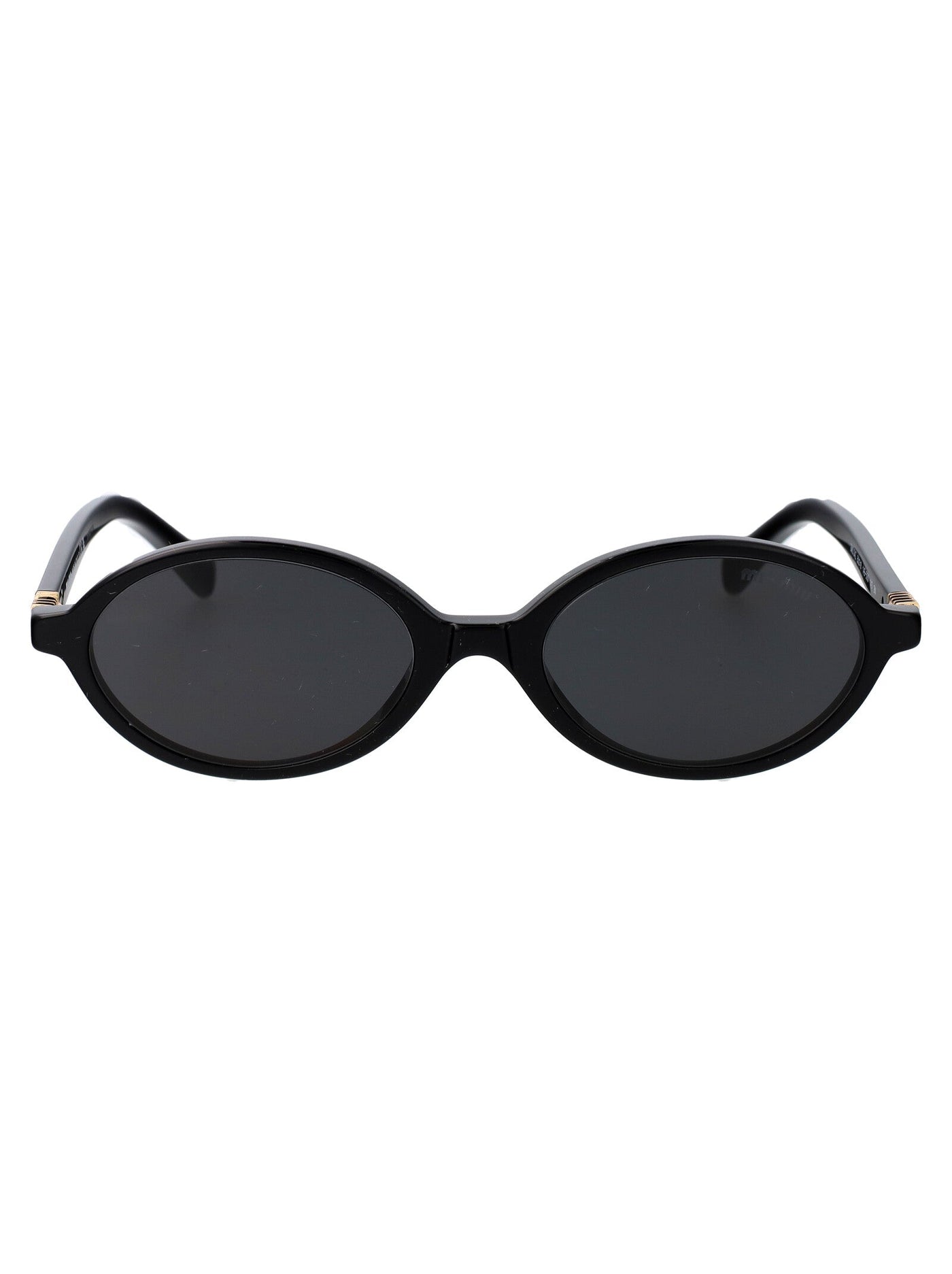 Miu Miu 0mu Oval Frame Sunglasses — Black Acetate