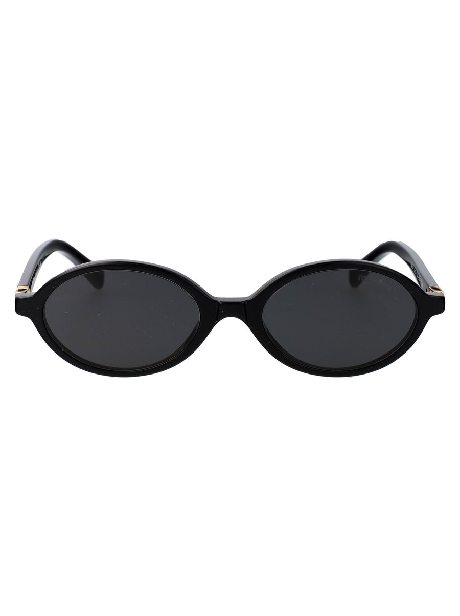 Miu Miu 0mu Oval Frame Sunglasses — Black Acetate