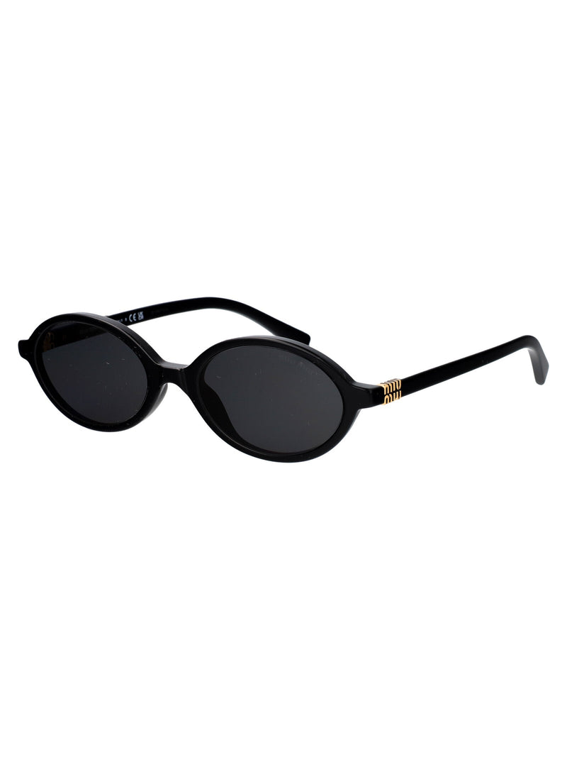 Miu Miu 0mu Oval Frame Sunglasses — Black Acetate