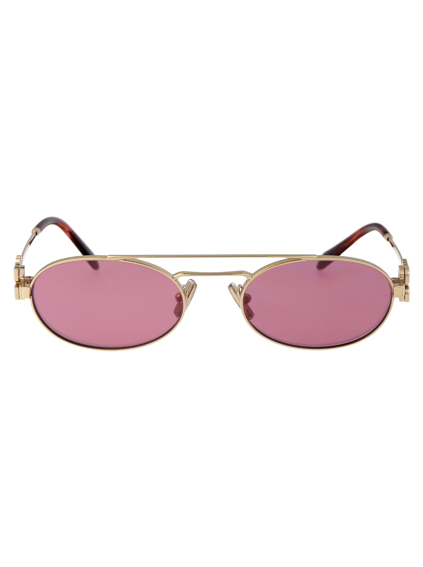 Miu Miu 0mu Metal Oval Sunglasses — Gold