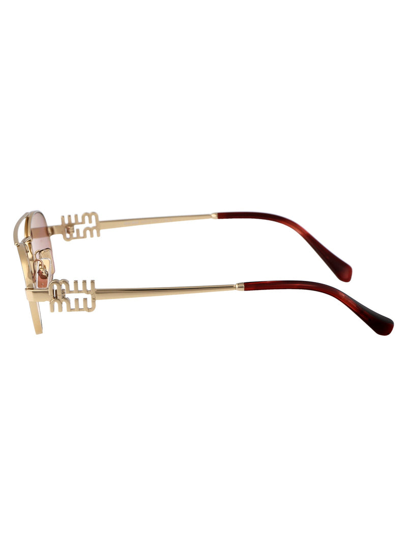 Miu Miu 0mu Metal Oval Sunglasses — Gold