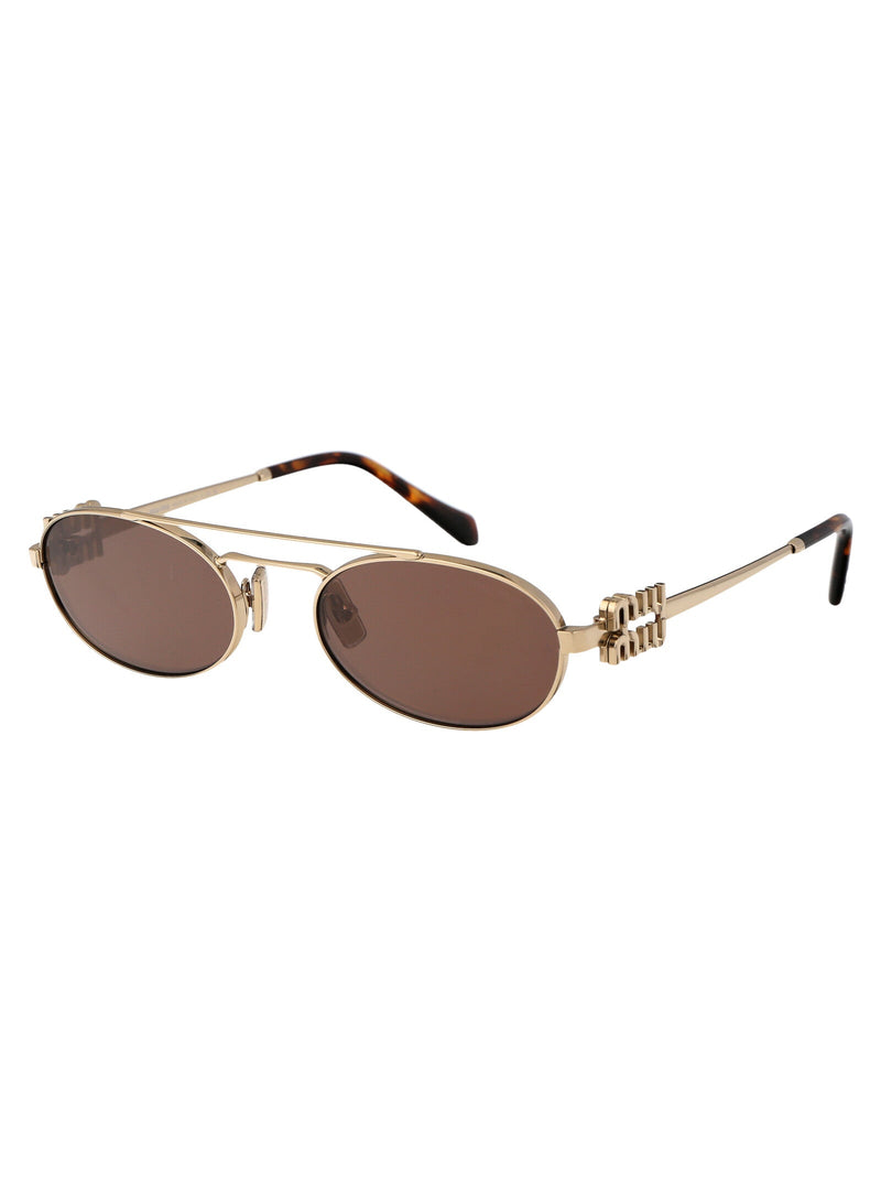 Miu Miu 0mu Oval Metal Sunglasses — Gold