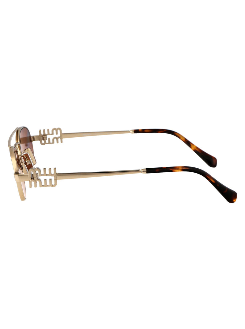 Miu Miu 0mu Oval Metal Sunglasses — Gold