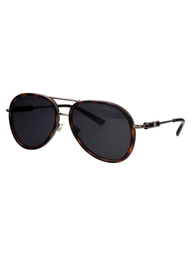 Versace 0ve2260 Aviator Metal Sunglasses — Brown